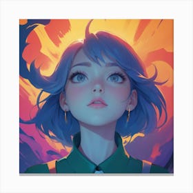 Anime Girl With Blue Hair 4 Canvas Print