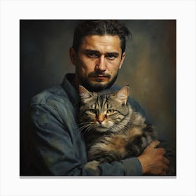 Man Hug A Cat | Abstract realistic Canvas Print