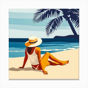 Woman Enjoying The Sun At The Beach 6 Canvas Print