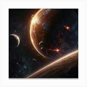 Default Create A Picture Of A Planet Colliding Into Another Pl 3 Canvas Print