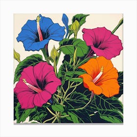 Morning Glory 1 Pop Art Illustration Square Canvas Print