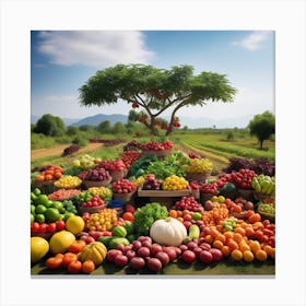 Farm Full Of Fruits And Vegetables Canvas Print
