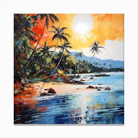 AI Island Hues: Sunset Sonata Canvas Print