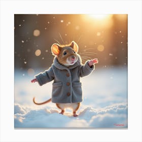 Mouse In The Snow 2 Canvas Print