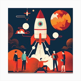 Illustration Of A Rocket Launch 4 Canvas Print