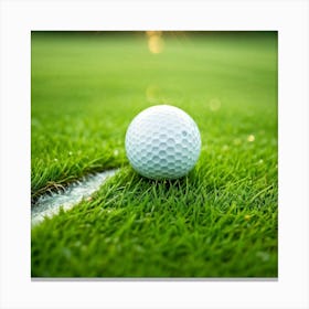 Golf Ball Positioned Center Frame On A Lush Green Fairway Morning Dew Clinging To The Textured Surf (2) 2 Stampe su tela