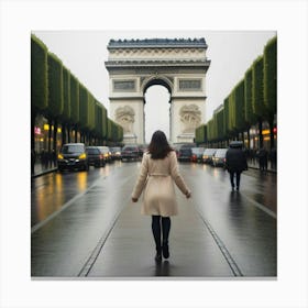 Femme Marchant Dans Paris Un Jour De Pluie 3 Canvas Print