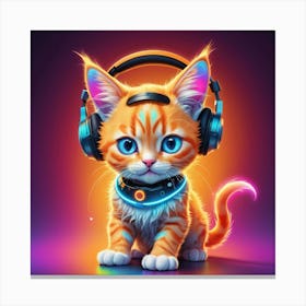 Cat With Headphones 1 Canvas Print