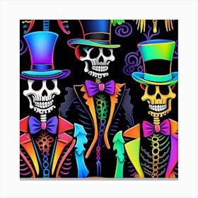Day Of The Dead Skeletons LBGTQ love whimsical minimalistic line art 2 Canvas Print