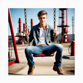 Swinging Young Man Canvas Print