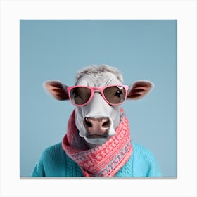 Funny cow with sunglasses Canvas Print