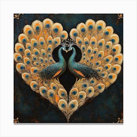 Peacocks In Love 4 Canvas Print