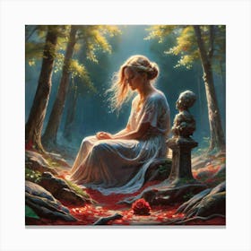 Girl In The Woods 10 Canvas Print