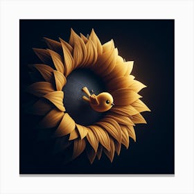 Bird In A Sunflower Canvas Print