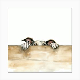 Dog Peeking Over Fence 10 Canvas Print