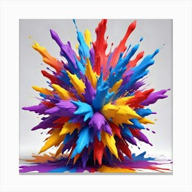 Colorful Paint Explosion On White Background 1 Canvas Print