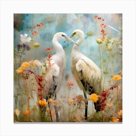 Herons In The Meadow Canvas Print