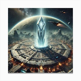 A Majestic Sci Fi Depiction Of The Celestial Beaco 1 Canvas Print