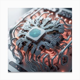 3d Rendering Of A Computer Chip Canvas Print