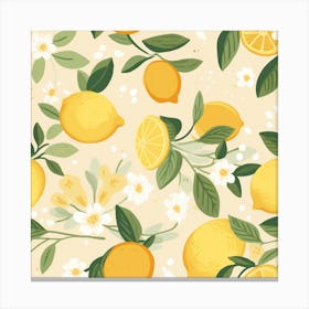 Lemons And Flowers Canvas Print