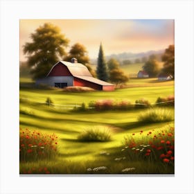 Peaceful Farm Meadow Landscape (55) Canvas Print