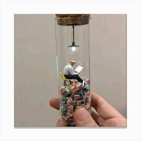 Miniature Book In A Bottle Canvas Print