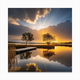 Sunset Over Lake 7 Canvas Print