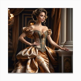 Beautiful Woman In A Corset Canvas Print