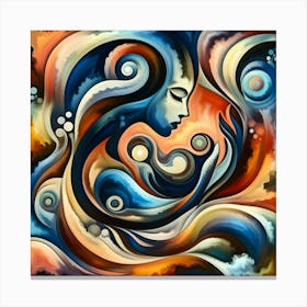 Abstract Mother And Child Canvas Print