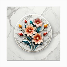 Flowers On Marble Canvas Print