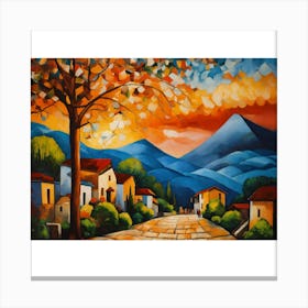 Sunset In The Village Canvas Print