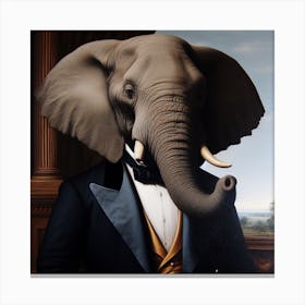 Elephant In Tuxedo Canvas Print