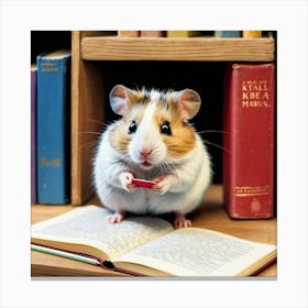 Hamster Reading Book Canvas Print