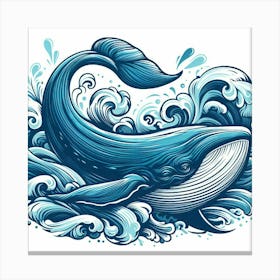 Illustration whale Canvas Print