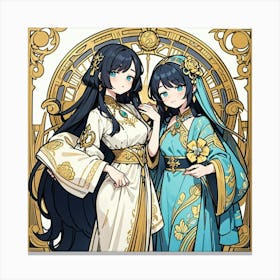 Two Anime Girls Canvas Print