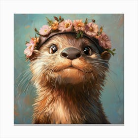 Otter With Flower Crown 5 Canvas Print