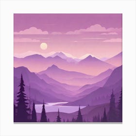 Misty mountains background in purple tone 22 Canvas Print