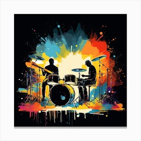 Two Drummers Playing Drums 1 Canvas Print