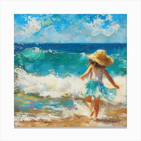 Little Girl On The Beach 1 Canvas Print