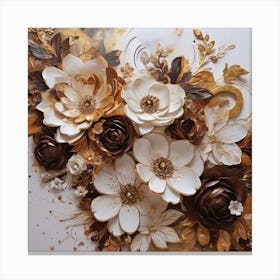 Big flowers in gold Canvas Print