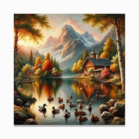 Autumn By The Lake Canvas Print