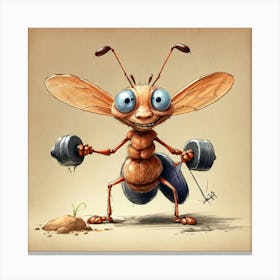 Ant With Dumbbells Canvas Print