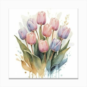 Watercolor Tulips Canvas Print