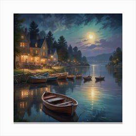 Night On The Water 1 Canvas Print