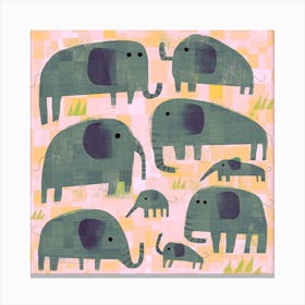 Elephants Square Canvas Print
