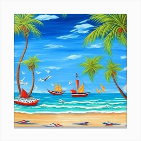 Tropical Beach Scene 1 Canvas Print