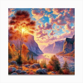 Sunset In Yosemite Canvas Print