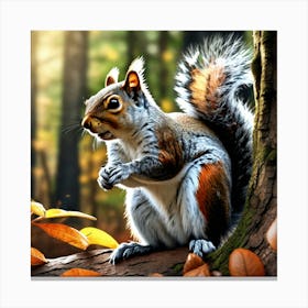 Squirrel In The Autumn Forest 1 Canvas Print