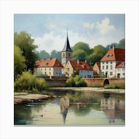 Town By The River Canvas Print