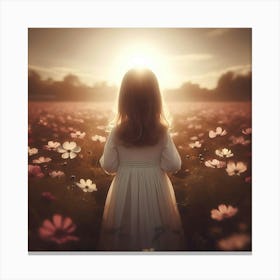 Little Girl In A Field Of Flowers 2 Canvas Print